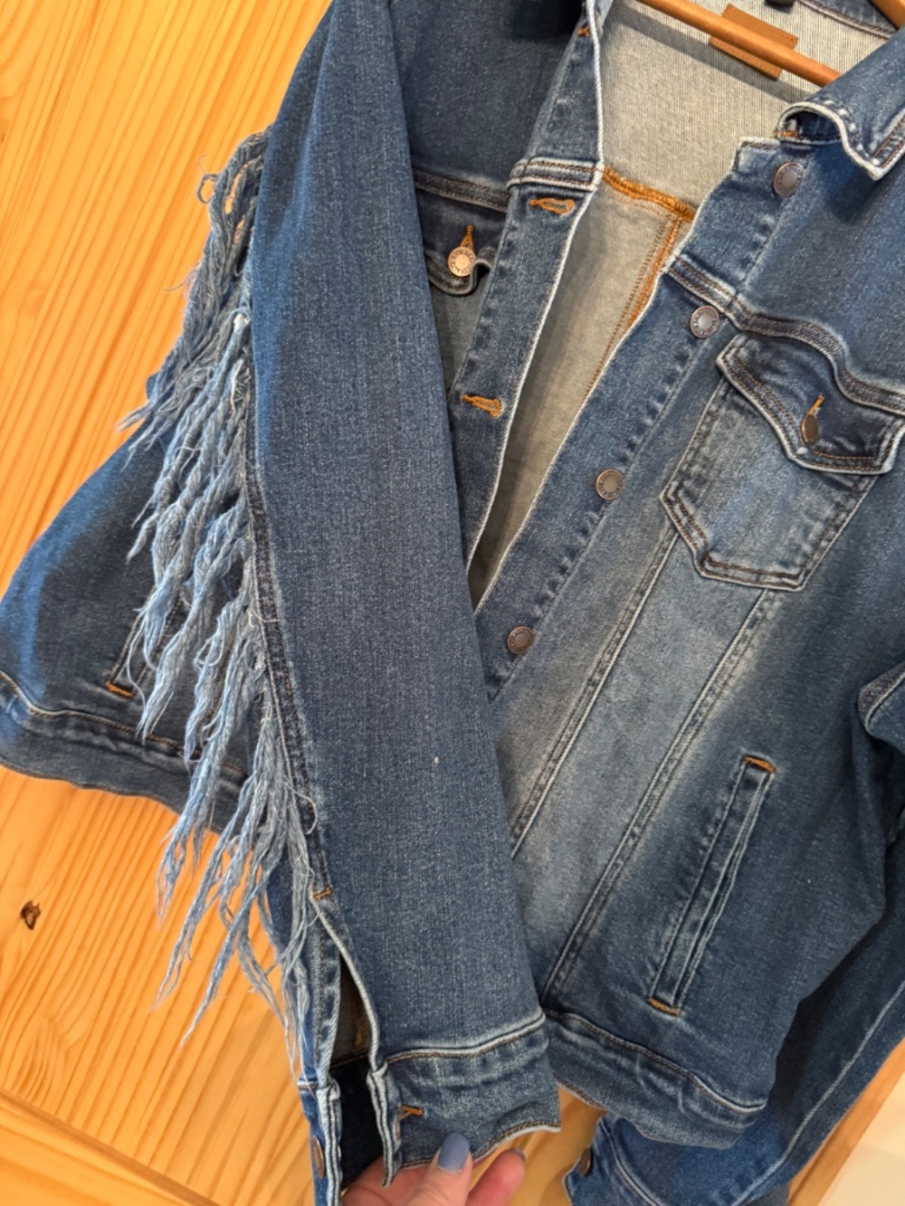 Judy Blue fringed jean denim jacket - Picture 5 of 6